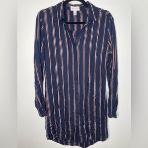 Bella Dahl Navy and Pink Striped Long Sleeve Dress